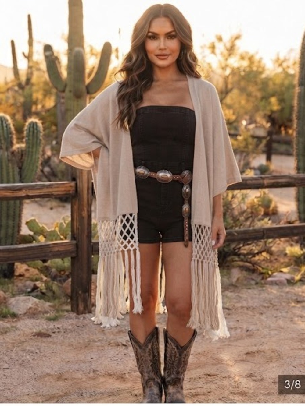 Crochet Fringe Open-Front Kimono - Shawl Wrap Repsrt Wear Beach by Olivia Moon